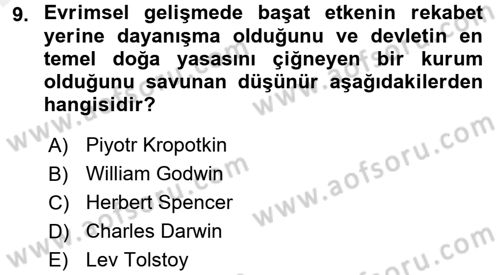 Felsefe Dersi 2015 - 2016 Yılı Tek Ders Sınav Soruları 9. Soru
