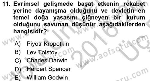 Felsefe Dersi 2016 - 2017 Yılı 3 Ders Sınav Soruları 11. Soru