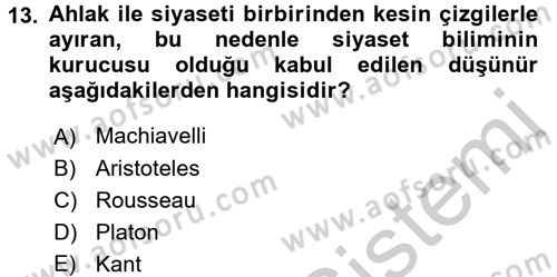 Felsefe Dersi 2016 - 2017 Yılı 3 Ders Sınav Soruları 13. Soru