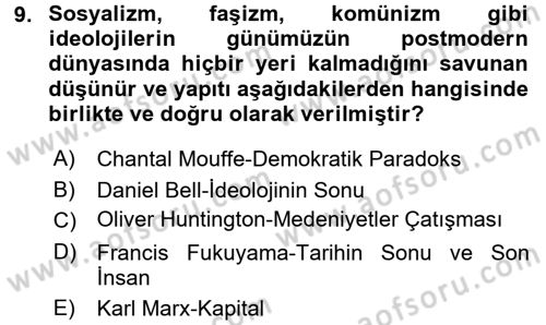 Felsefe Dersi 2016 - 2017 Yılı 3 Ders Sınav Soruları 9. Soru