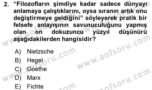 Felsefe Dersi Ara Sınavı Deneme Sınav Soruları 2. Soru