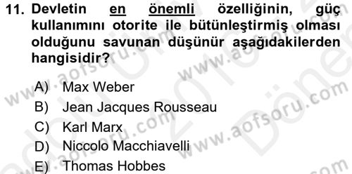 Felsefe Dersi 2016 - 2017 Yılı (Final) Dönem Sonu Sınav Soruları 11. Soru