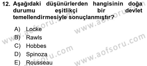 Felsefe Dersi 2016 - 2017 Yılı (Final) Dönem Sonu Sınav Soruları 12. Soru