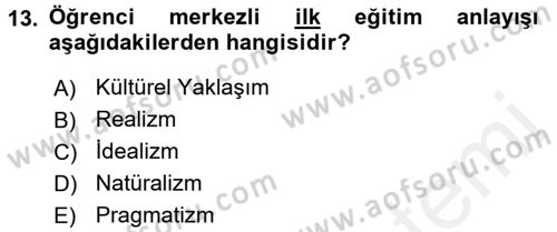 Felsefe Dersi 2016 - 2017 Yılı (Final) Dönem Sonu Sınav Soruları 13. Soru