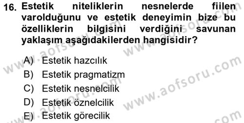 Felsefe Dersi 2016 - 2017 Yılı (Final) Dönem Sonu Sınav Soruları 16. Soru