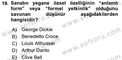 Felsefe Dersi 2016 - 2017 Yılı (Final) Dönem Sonu Sınav Soruları 19. Soru