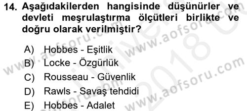 Felsefe Dersi 2017 - 2018 Yılı 3 Ders Sınav Soruları 14. Soru