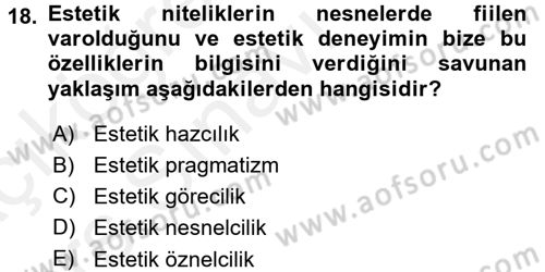 Felsefe Dersi 2017 - 2018 Yılı 3 Ders Sınav Soruları 18. Soru