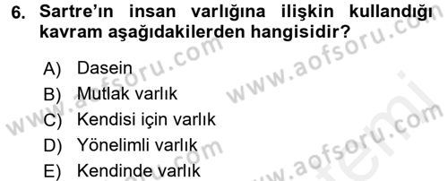 Felsefe Dersi 2017 - 2018 Yılı 3 Ders Sınav Soruları 6. Soru