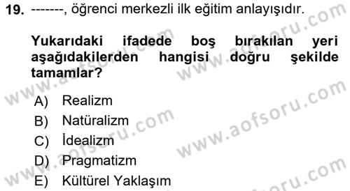 Felsefe Dersi 2017 - 2018 Yılı (Final) Dönem Sonu Sınav Soruları 19. Soru
