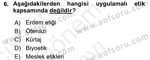 Felsefe Dersi 2017 - 2018 Yılı (Final) Dönem Sonu Sınav Soruları 6. Soru