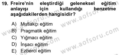 Felsefe Dersi 2018 - 2019 Yılı 3 Ders Sınav Soruları 19. Soru