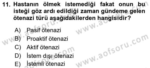 Felsefe Dersi 2018 - 2019 Yılı (Final) Dönem Sonu Sınav Soruları 11. Soru