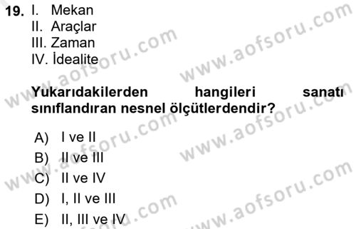 Felsefe Dersi 2018 - 2019 Yılı (Final) Dönem Sonu Sınav Soruları 19. Soru