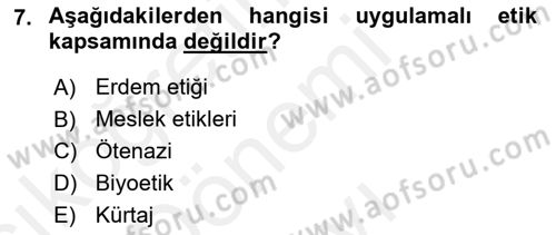 Felsefe Dersi 2018 - 2019 Yılı (Final) Dönem Sonu Sınav Soruları 7. Soru