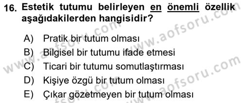 Felsefe Dersi 2018 - 2019 Yılı Yaz Okulu Sınav Soruları 16. Soru