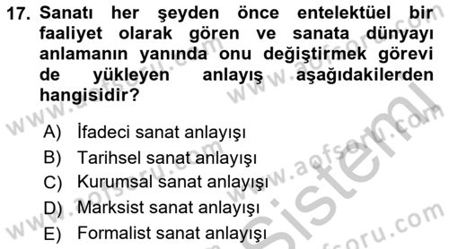 Felsefe Dersi 2018 - 2019 Yılı Yaz Okulu Sınav Soruları 17. Soru