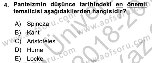Felsefe Dersi 2018 - 2019 Yılı Yaz Okulu Sınav Soruları 4. Soru