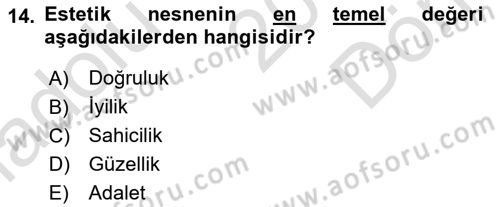 Felsefe Dersi 2019 - 2020 Yılı (Final) Dönem Sonu Sınav Soruları 14. Soru