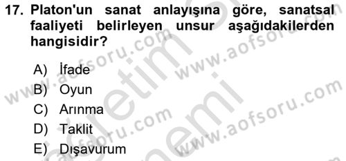 Felsefe Dersi 2019 - 2020 Yılı (Final) Dönem Sonu Sınav Soruları 17. Soru