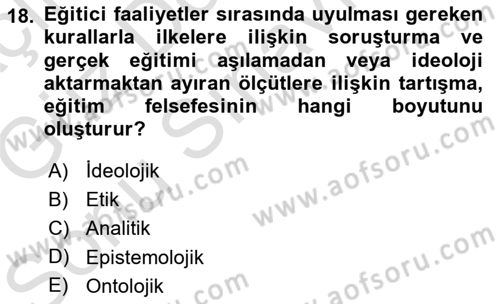Felsefe Dersi 2019 - 2020 Yılı (Final) Dönem Sonu Sınav Soruları 18. Soru
