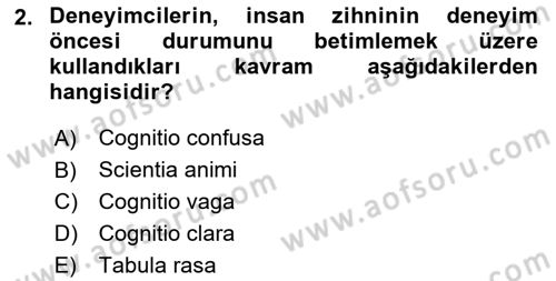 Felsefe Dersi 2019 - 2020 Yılı (Final) Dönem Sonu Sınav Soruları 2. Soru