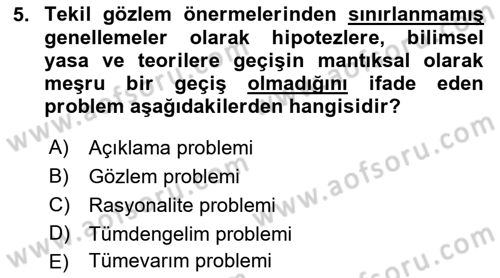 Felsefe Dersi 2019 - 2020 Yılı (Final) Dönem Sonu Sınav Soruları 5. Soru