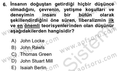 Felsefe Dersi 2019 - 2020 Yılı (Final) Dönem Sonu Sınav Soruları 6. Soru