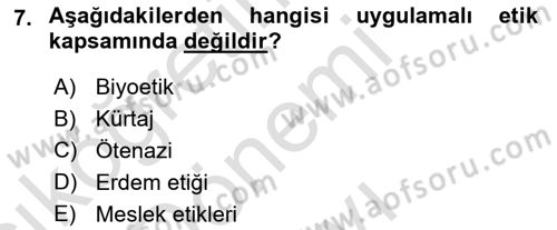 Felsefe Dersi 2019 - 2020 Yılı (Final) Dönem Sonu Sınav Soruları 7. Soru