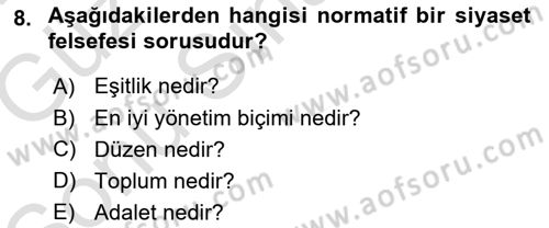 Felsefe Dersi 2019 - 2020 Yılı (Final) Dönem Sonu Sınav Soruları 8. Soru