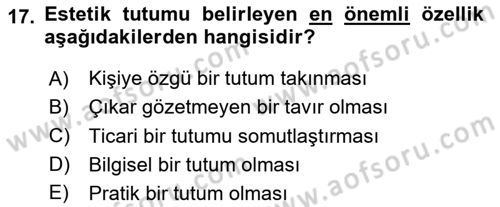 Felsefe Dersi 2020 - 2021 Yılı Yaz Okulu Sınav Soruları 17. Soru