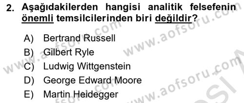 Felsefe Dersi 2020 - 2021 Yılı Yaz Okulu Sınav Soruları 2. Soru