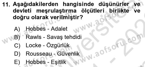Felsefe Dersi 2021 - 2022 Yılı (Final) Dönem Sonu Sınav Soruları 11. Soru