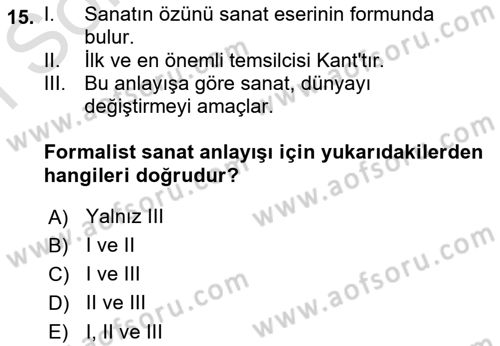 Felsefe Dersi 2021 - 2022 Yılı (Final) Dönem Sonu Sınav Soruları 15. Soru