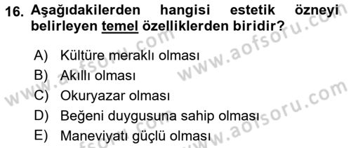 Felsefe Dersi 2021 - 2022 Yılı (Final) Dönem Sonu Sınav Soruları 16. Soru