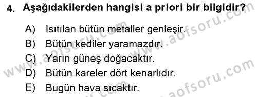 Felsefe Dersi 2021 - 2022 Yılı (Final) Dönem Sonu Sınav Soruları 4. Soru