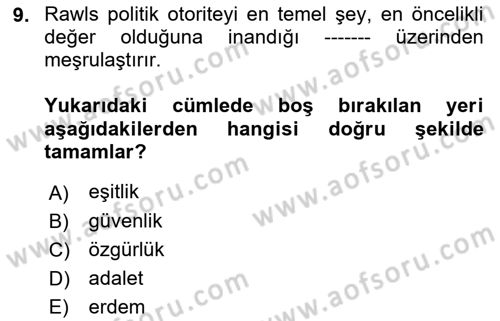 Felsefe Dersi 2021 - 2022 Yılı (Final) Dönem Sonu Sınav Soruları 9. Soru
