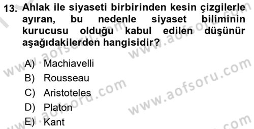 Felsefe Dersi 2022 - 2023 Yılı (Final) Dönem Sonu Sınav Soruları 13. Soru