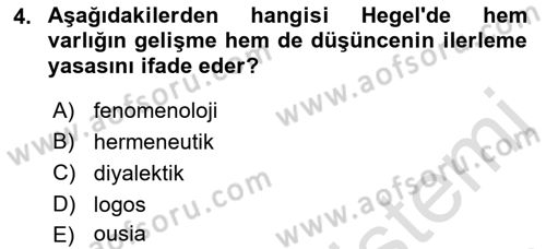 Felsefe Dersi 2022 - 2023 Yılı (Final) Dönem Sonu Sınav Soruları 4. Soru