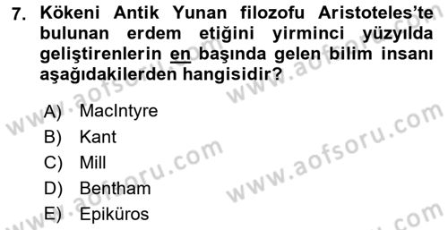 Felsefe Dersi 2022 - 2023 Yılı (Final) Dönem Sonu Sınav Soruları 7. Soru