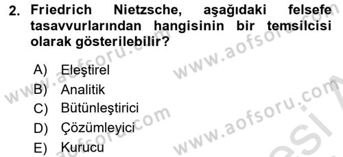 Felsefe Dersi 2022 - 2023 Yılı Yaz Okulu Sınav Soruları 2. Soru