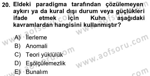 Felsefe Dersi 2023 - 2024 Yılı (Vize) Ara Sınav Soruları 20. Soru