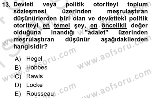 Felsefe Dersi 2023 - 2024 Yılı (Final) Dönem Sonu Sınav Soruları 13. Soru
