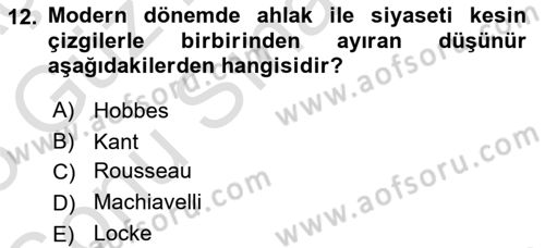 Felsefe Dersi 2024 - 2025 Yılı (Final) Dönem Sonu Sınav Soruları 12. Soru