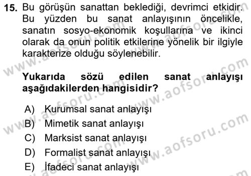 Felsefe Dersi 2024 - 2025 Yılı (Final) Dönem Sonu Sınav Soruları 15. Soru