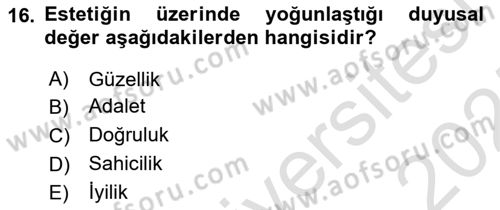 Felsefe Dersi 2024 - 2025 Yılı (Final) Dönem Sonu Sınav Soruları 16. Soru
