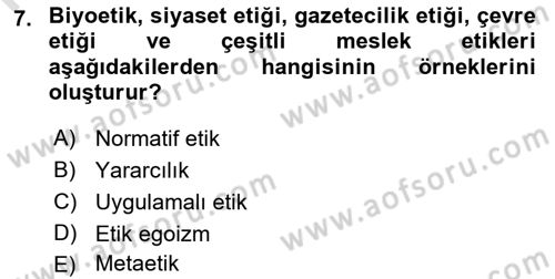 Felsefe Dersi 2024 - 2025 Yılı (Final) Dönem Sonu Sınav Soruları 7. Soru