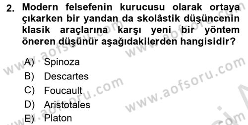 Felsefe Dersi 2024 - 2025 Yılı Yaz Okulu Sınav Soruları 2. Soru