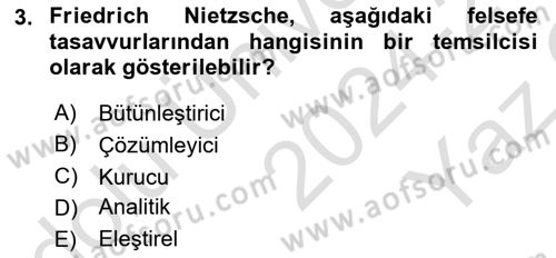 Felsefe Dersi 2024 - 2025 Yılı Yaz Okulu Sınav Soruları 3. Soru