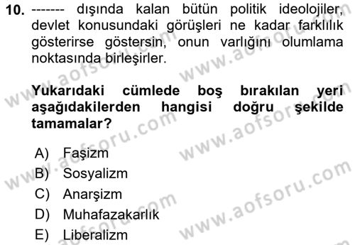 Felsefe Dersi 2025 - 2026 Yılı (Final) Dönem Sonu Sınav Soruları 10. Soru